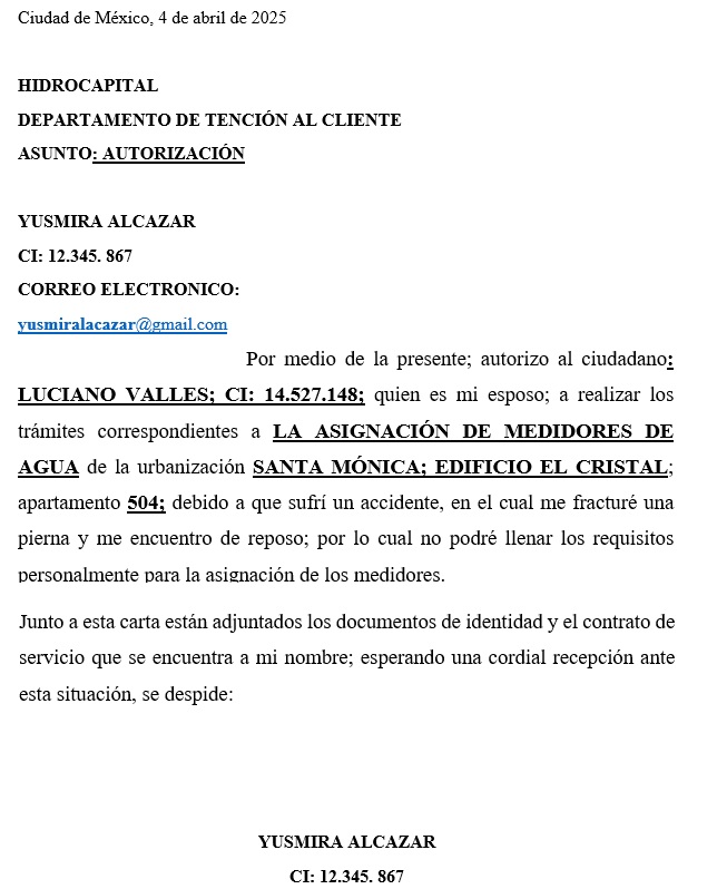 Ejemplo De Carta De Autorizacion Para Realizar Tramites Modelo De My